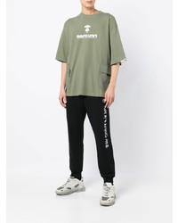 Мужская оливковая футболка с круглым вырезом с принтом от AAPE BY A BATHING APE