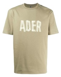 Мужская оливковая футболка с круглым вырезом с принтом от Ader Error