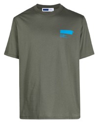 Мужская оливковая футболка с круглым вырезом с принтом от AFFIX