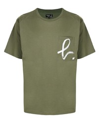 Мужская оливковая футболка с круглым вырезом с принтом от agnès b.