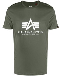 Мужская оливковая футболка с круглым вырезом с принтом от Alpha Industries
