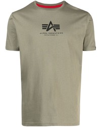 Мужская оливковая футболка с круглым вырезом с принтом от Alpha Industries