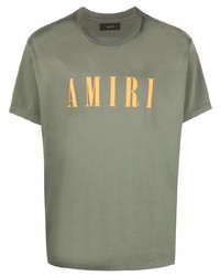 Мужская оливковая футболка с круглым вырезом с принтом от Amiri