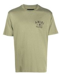 Мужская оливковая футболка с круглым вырезом с принтом от Amiri