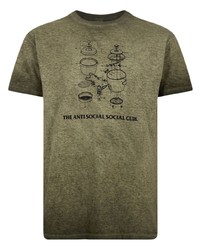 Мужская оливковая футболка с круглым вырезом с принтом от Anti Social Social Club