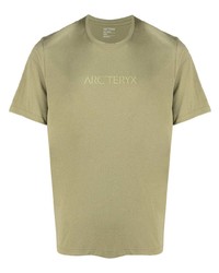 Мужская оливковая футболка с круглым вырезом с принтом от Arc'teryx