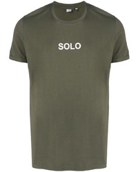 Мужская оливковая футболка с круглым вырезом с принтом от Aspesi