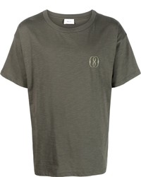 Мужская оливковая футболка с круглым вырезом с принтом от Bally