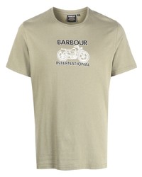 Мужская оливковая футболка с круглым вырезом с принтом от Barbour International