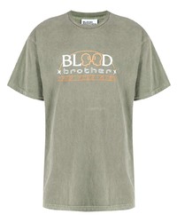 Мужская оливковая футболка с круглым вырезом с принтом от Blood Brother