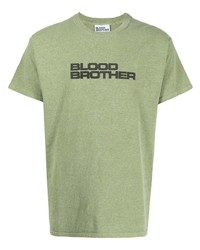 Мужская оливковая футболка с круглым вырезом с принтом от Blood Brother