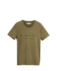 Мужская оливковая футболка с круглым вырезом с принтом от Burberry