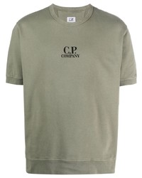 Мужская оливковая футболка с круглым вырезом с принтом от C.P. Company