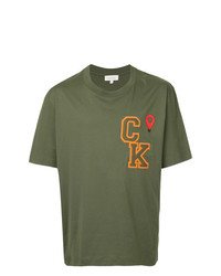 Мужская оливковая футболка с круглым вырезом с принтом от CK Calvin Klein