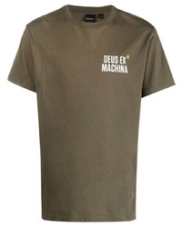 Мужская оливковая футболка с круглым вырезом с принтом от Deus Ex Machina