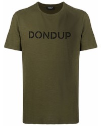 Мужская оливковая футболка с круглым вырезом с принтом от Dondup
