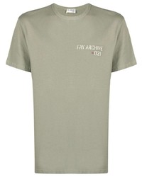 Мужская оливковая футболка с круглым вырезом с принтом от Fay