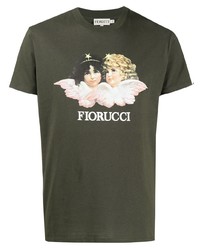 Мужская оливковая футболка с круглым вырезом с принтом от Fiorucci