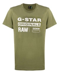 Мужская оливковая футболка с круглым вырезом с принтом от G-Star Raw Research