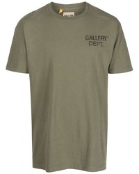 Мужская оливковая футболка с круглым вырезом с принтом от GALLERY DEPT.