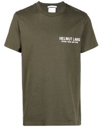 Мужская оливковая футболка с круглым вырезом с принтом от Helmut Lang