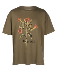 Мужская оливковая футболка с круглым вырезом с принтом от HONOR THE GIFT