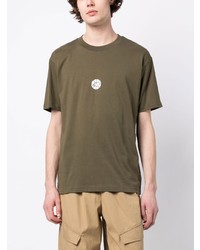 Мужская оливковая футболка с круглым вырезом с принтом от New Balance