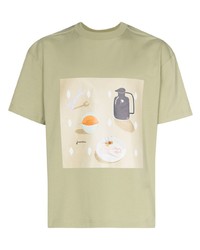 Мужская оливковая футболка с круглым вырезом с принтом от Jacquemus
