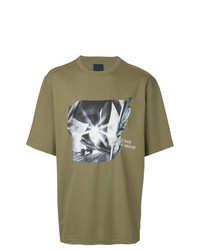Мужская оливковая футболка с круглым вырезом с принтом от Juun.J
