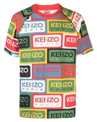 Мужская оливковая футболка с круглым вырезом с принтом от Kenzo