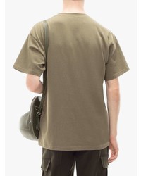 Мужская оливковая футболка с круглым вырезом с принтом от JW Anderson