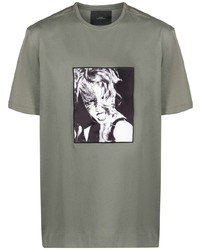 Мужская оливковая футболка с круглым вырезом с принтом от Limitato