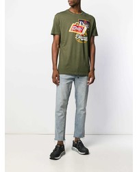 Мужская оливковая футболка с круглым вырезом с принтом от DSQUARED2