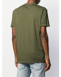 Мужская оливковая футболка с круглым вырезом с принтом от DSQUARED2