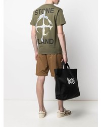 Мужская оливковая футболка с круглым вырезом с принтом от Stone Island