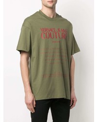 Мужская оливковая футболка с круглым вырезом с принтом от VERSACE JEANS COUTURE