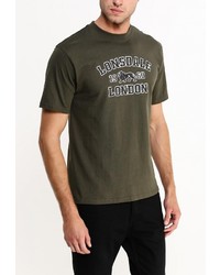 Мужская оливковая футболка с круглым вырезом с принтом от Lonsdale