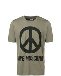 Мужская оливковая футболка с круглым вырезом с принтом от Love Moschino