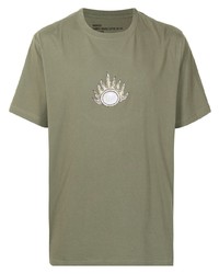 Мужская оливковая футболка с круглым вырезом с принтом от Maharishi