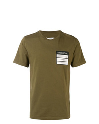 Мужская оливковая футболка с круглым вырезом с принтом от Maison Margiela