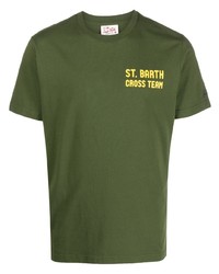 Мужская оливковая футболка с круглым вырезом с принтом от MC2 Saint Barth