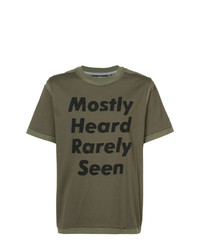 Мужская оливковая футболка с круглым вырезом с принтом от Mostly Heard Rarely Seen