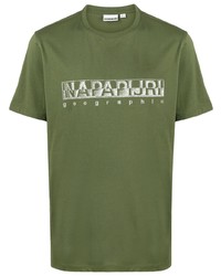 Мужская оливковая футболка с круглым вырезом с принтом от Napapijri