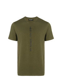Мужская оливковая футболка с круглым вырезом с принтом от Neil Barrett