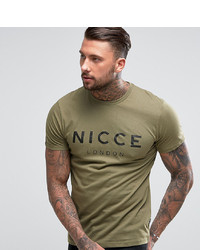 Мужская оливковая футболка с круглым вырезом с принтом от Nicce London