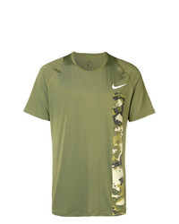 Мужская оливковая футболка с круглым вырезом с принтом от Nike