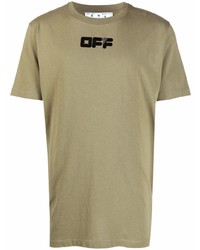 Мужская оливковая футболка с круглым вырезом с принтом от Off-White