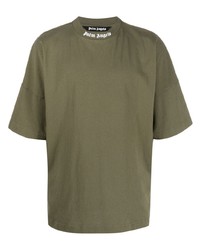 Мужская оливковая футболка с круглым вырезом с принтом от Palm Angels