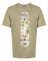 Мужская оливковая футболка с круглым вырезом с принтом от PS Paul Smith