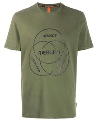 Мужская оливковая футболка с круглым вырезом с принтом от Raeburn